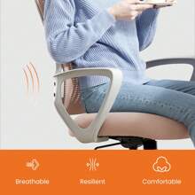 Sweetcrispy Ergonomic Office Chair Home Desk Mesh Chair With Fixed Armrest Executive Computer Chair With Soft Foam Seat Cushion - Hồng - Xem 4