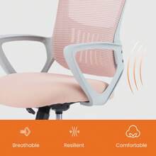Sweetcrispy Ergonomic Office Chair Home Desk Mesh Chair With Fixed Armrest Executive Computer Chair With Soft Foam Seat Cushion - Hồng - Xem 3