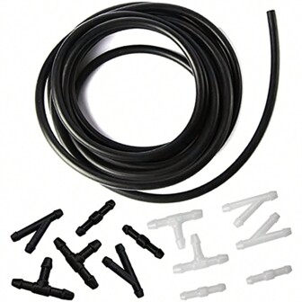 Windshield Washer Hose Kit, 39.37inch Washer Liquid Hose, With 12 Hose Connectors, Suitable For Most Car Windshield Washer Pipes