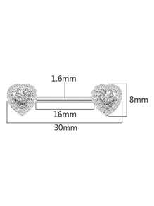 4 Paar Nippelringe aus Edelstahl Zungenpiercing Körperschmuck Stab CZ Herzform Ringe für Frauen und Mädchen