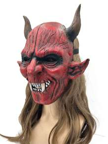 1pc Halloween Party Red Devil Mask PU Horror Mask - Red - View 1