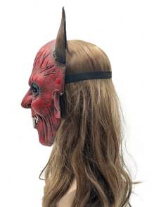 1pc Halloween Party Red Devil Mask PU Horror Mask - Red - View 3