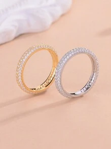 Newsoul 1pc New Platinum Double Row Multi Cubic Zirconia Ring Ladies Jewelry For Women S925 Sterling Silver Manufacturer Direct Ring Fine Jewelry For Girls Birthday Prom Party Gifts