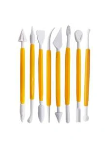 11pcs Sugarcraft Cake Decorating Tools (including 4pcs Double-ended Metal Ball Shaped Tools + 8pcs Plastic Fondant Sculpting Tools)