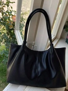 DeTODO Bolso Tote De Hombro Tipo Piel Linda, Para Cualquier Tipo de Salida , Fiesta, Etc. - Negro - Ver 1
