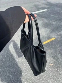 DeTODO Bolso Tote De Hombro Tipo Piel Linda, Para Cualquier Tipo de Salida , Fiesta, Etc. - Negro - Ver 8