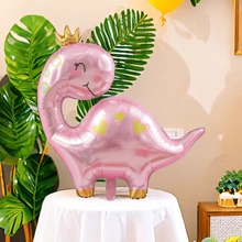 Party Anny Long 1 个粉色卡通皇冠恐龙形状铝箔气球，动物主题装饰，适合节日、派对、生日、圣诞节 - 青碧色 - 查看 15
