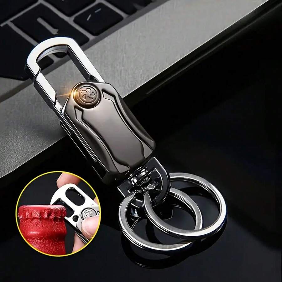 Móc chìa khóa con quay đa chức năng, dụng cụ mở nắp chai, móc chìa khóa, giá đỡ điện thoại di động. Những Món Quà Nhỏ Cho Người Thân Và Bạn Bè, - màu đen - Xem 1