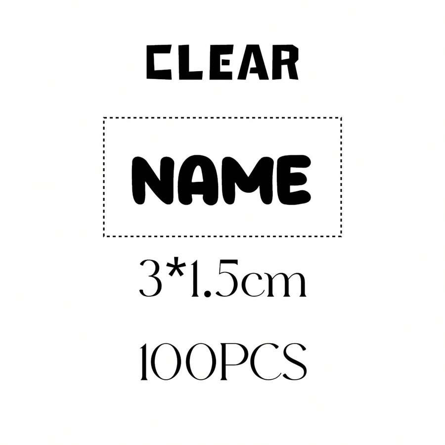 3*1.5CM 50/100/150/300PCS Custom Name Labels Clear Waterproof Name