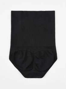 女士高腰無縫束腹提臀內褲，臀部提升 - 黑色 - 查看 6