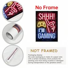 1入組印刷霓虹遊戲畫布海報，青少年男孩房間裝飾，卧室電競牆藝術裝飾 - 彩色 - 查看 4