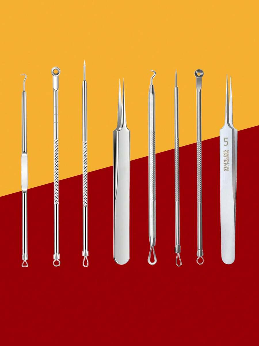 Acne Needle Set, Blackhead Remover, Pimple Extractor, Beauty Salon Grade Pimple Picker Tool - Silver - View 1