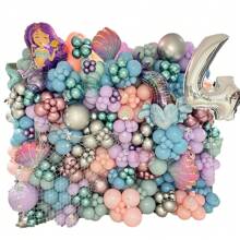 119pcs/Set Mermaid Theme Balloon Package For Festival Decoration, Shell Mini Foil Balloon For Birthday Party Background, Christmas
