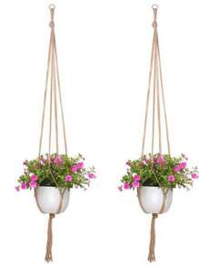 Cây treo thủ công Macrame Cây treo chậu hoa Chậu treo trang trí tường Sân vườn Chậu treo Giỏ treo - màu nâu - Xem 4