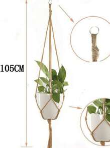 Cây treo thủ công Macrame Cây treo chậu hoa Chậu treo trang trí tường Sân vườn Chậu treo Giỏ treo - màu nâu - Xem 7