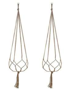 Cây treo thủ công Macrame Cây treo chậu hoa Chậu treo trang trí tường Sân vườn Chậu treo Giỏ treo - màu nâu - Xem 8