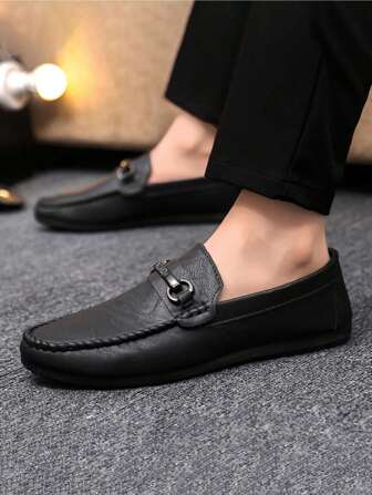 New Spring/Summer Men's British Style Versatile Loafers, Business Casual Leather Shoes, Slip-On Moccasins For Driving (Note: Shoes Run Small, Recommend Purchasing One Size Up For People With Larger Feet)
