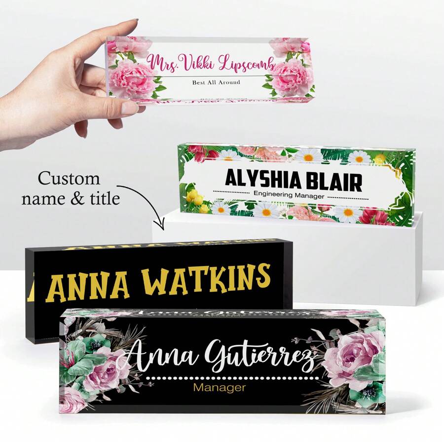 客製化文字亞克力辦公桌名牌，男女士桌子裝飾，辦公室配件，幽默辦公桌名牌，老闆、老師、同事、護士的感謝禮物 - Printing - 查看 1