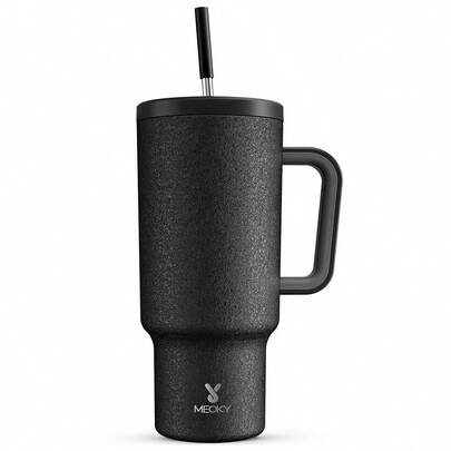 Bình nước giữ nhiệt chân không 40oz có tay cầm, nắp chống rò rỉ và ống hút, cốc giữ nhiệt du lịch bằng thép không gỉ, giữ lạnh đến 34 giờ hoặc giữ nóng đến 10 giờ (màu mờ sần).