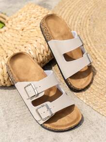 Summer Vintage Buckle Strap Beach Slippers Thick-Soled Couples Outdoor Leisure Slides