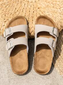 Summer Vintage Buckle Strap Beach Slippers Thick-Soled Couples Outdoor Leisure Slides