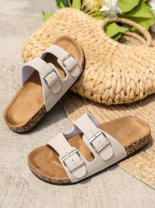 Summer Vintage Buckle Strap Beach Slippers Thick-Soled Couples Outdoor Leisure Slides