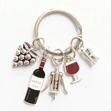 新款時尚創意26個字母鑰匙扣紅酒開瓶器紅酒杯葡萄吊墜男士酒吧派對鑰匙扣 - 鑰匙扣 - 查看 12