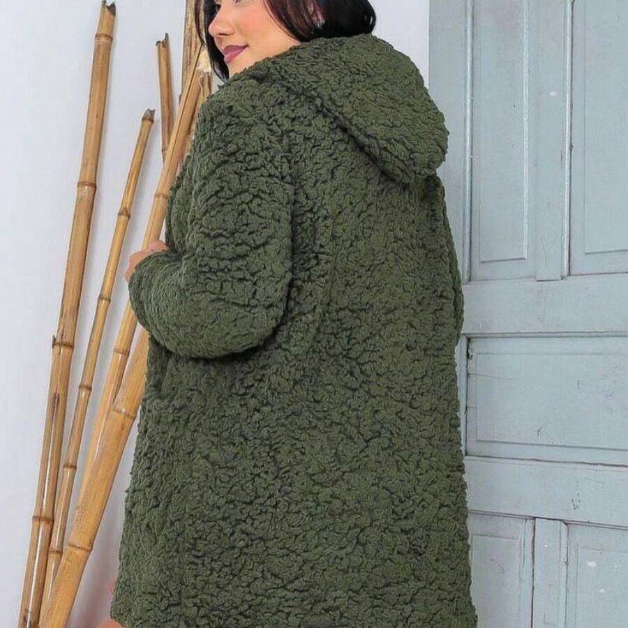 Plus Size Overcoats - Army Green - View 1