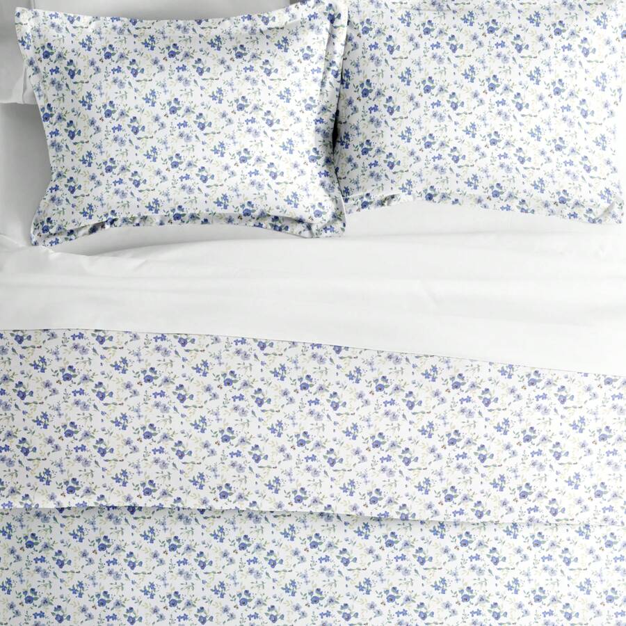 Duvet Cover Set Patterned Microfiber Ultra Soft Bedding In Blossoms - 霧霾藍 - 查看 1