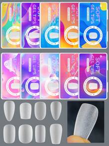 420Pcs/Box Matte Soft False Nails Full Transparent Almond Soak Off Gel Fake Nail Short T Shape Round Oval Capsule Tips Diy Press On Nails Nail Supplies Nails