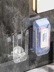 Wall-Mounted Wet Wipes Container, Tissue Box, No Drilling Required, Facial Tissue Storage Box, Suitable For Toilets, Bathrooms, Kitchens - Clear - View 7