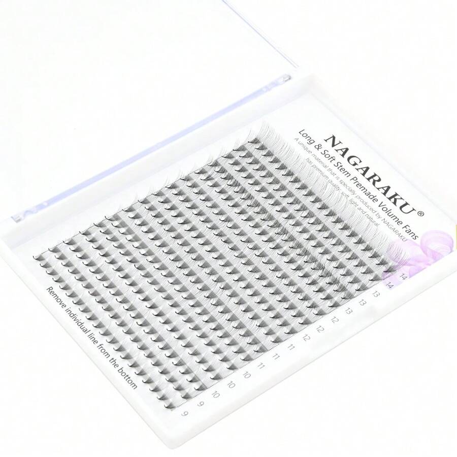 1pc 16rows 320 Volume NAGARAKU Sharp Narrow Stem Premade Fans Eyelash Extension 10D Thin Pointy Base Russian Fans Ready Russian Volumelash Clusters,Eyelash Clusters,Individual Eyelashes,Lashes,Fake Lashes