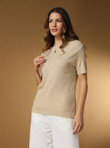 Plus Size Knit Tops - 沙 - 查看 3