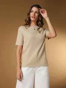 Plus Size Knit Tops - 沙 - 查看 2