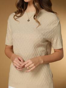 Plus Size Knit Tops - 沙 - 查看 4