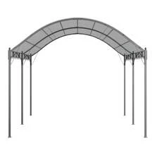 LIVINGANDHOME Living And Home Outdoor Metal Arched Pergola With Shade - Dark Grey - View 9