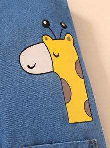 Weiche und bequeme Denim-Overall-Shorts für Kleinkind-Jungen mit Cartoons, Tier- und Buchstaben-Muster. Geeignet für lässige Sommer-, Urlaubs- und Partykleidung.