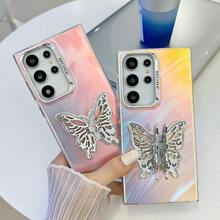適用於三星Galaxy S23 Plus S23 Ultra / S24 S24 Plus S24 Ultra手機殼，附支架，豪華優雅多棱色條紋圖案彩色手機保護套 - A - 查看 5