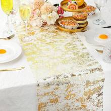1 pieza Corredor de mesa brillante con malla metálica con purpurina para mesa de decoración de eventos, bodas, duchas nupciales, fiestas de cumpleaños