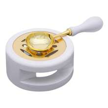 1set Wax Seal Warmer Kit, Wooden Wax Seal Furnace With Melting Spoon Seal Wax Melting Furnace Tool For Melting Wax Seal Beads Or Sealing Wax Sticks Back To School,Back To School,School Supplies