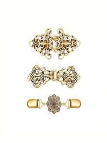 3pcs Set Sweater Cape Collar Vintage Flower Cardigan Brooch, Suitable For Women - Multicolor - View 11