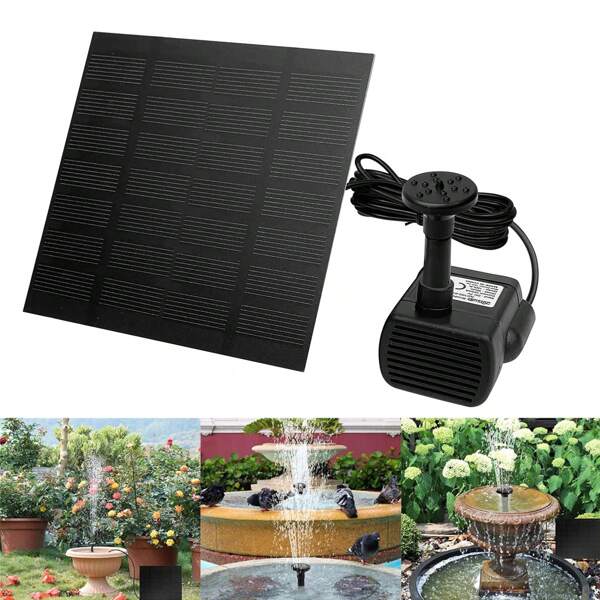 LILIIN Fuente solar Bomba de estanque de 1,8 W con panel solar Bomba solar Bomba de agua Fuente solar cuadrada Bomba de fuente Bombas de fuente para baño de pájaros Estanque de piscina de jardín