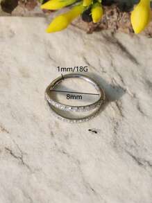 1pc Stainless Steel Double Line Nose Ring Septum Hoop Nose Ring Lip Ring Earring - Double Circle - View 11