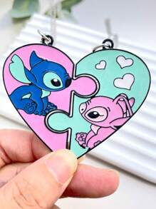 2Pcs Stitch & Angel Pendant Necklaces For Women Men Cute Sweet Puzzle Heart Necklaces Collar Accessories Jewelry Gifts - XL0322 - View 5