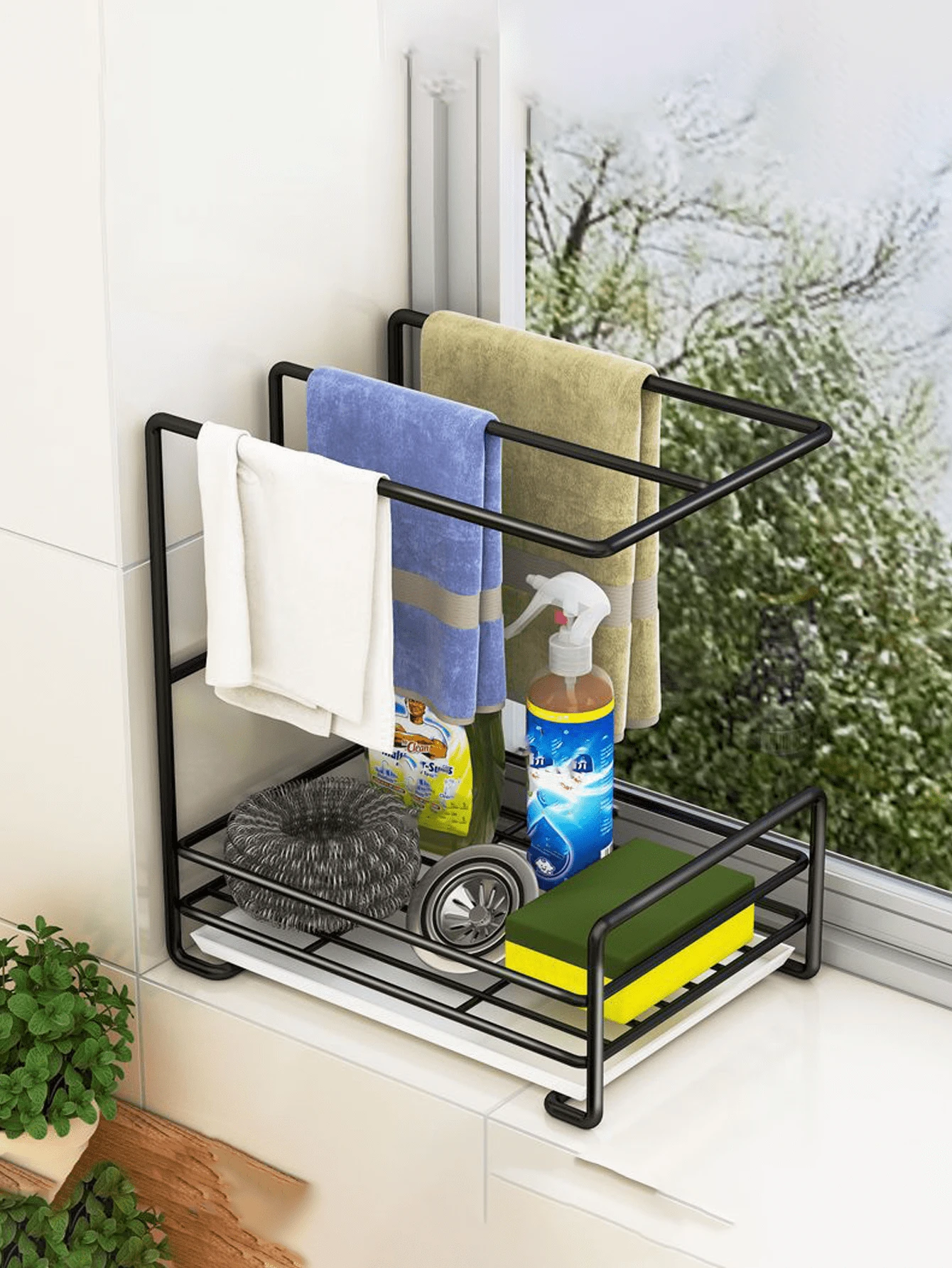 1 pièce Porte-torchon d'évier de cuisine, étagère de rangement pour salle de bain/rangement de salle de bain, étagère de rangement de serviette suspendue au mur, étagère de vidange