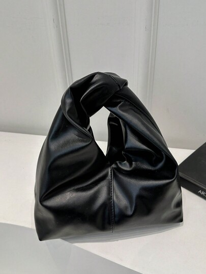 Borsa a spalla in PU di colore solido dalla texture alla moda e versatile, piccola borsa a baguette semplice e casual per le donne