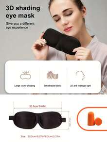 1pc Memory Foam 3D Eye Mask With Ear Plugs - Total Blackout, Super Soft Breathable Eye Protection - Perfect Travel Accessory For Deep, Undisturbed Sleep - Multicolor - View 2