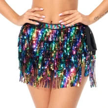 1入組肚皮舞腰鏈，女士腰帶配件，閃亮亮的亮片腰帶，適用於舞蹈表演服裝，也適用於節慶派對 - 彩色 - 查看 2