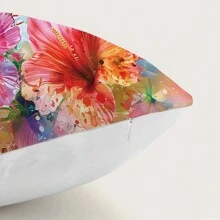 1入組水彩花卉和蜂鳥抱枕套，桃皮材質，單面印刷，45*45CM/18*18inch，適用於現代家居裝飾、派對裝飾 - 彩色 - 查看 7