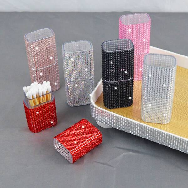 1pc Diamond Inlaid Travel Storage Box With Swabs, Dental Floss, Toothpicks For Small Items Bag, Room Decor, Bags, Makeup Bag, Vanity, Travel, Make Up Bag, Travel Essentials, Organizer, Storage, Travel Essential, Makeup Organizer, Makeup Bags, Toiletry Bag, Desk Organiser, Cosmetic Bag, Makeup Pouch, Make Up Organizer, Vanity Accessories, Make Up Pouch, Make Up Bags, Jewellery Box, Pouch, Makeup Brush Holder, Brush Holder, Perfume Organiser, Pouch Bag